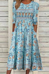 Women's Round Neck Stretch Summer Dress, Plus Size Available
