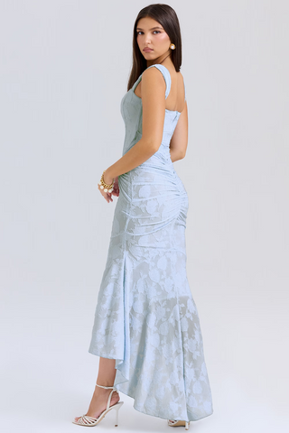 Women's High-Low Hem Corset Maxi Dress – Elegant Garden Party Dress