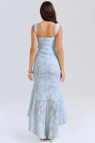 Women's High-Low Hem Corset Maxi Dress – Elegant Garden Party Dress
