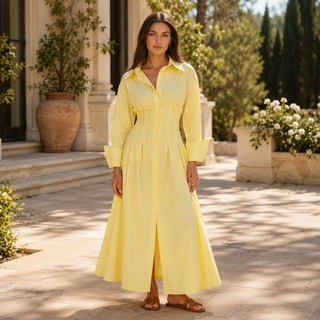 Elegant Women's Corset Button-Front Maxi Dress – Long Sleeve for Evening & Formal Events