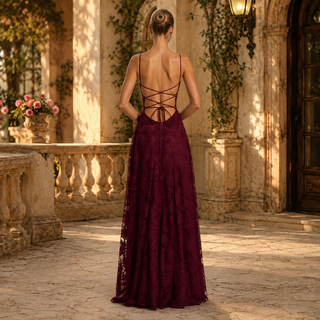 Women's Elegant Floral Maxi Dress – Thin Shoulder Straps Flowing Silhouette for Weddings