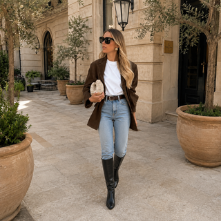 Women's Elegant Suede Blazer – Tailored Fit with Pockets for Office & Smart Casual Wear