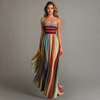 Women's Colorful Pleated Floral Maxi Dress