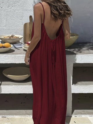 Women's Adjustable Backless Spaghetti Strap Maxi Dress