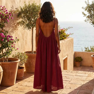 Women's Adjustable Backless Spaghetti Strap Maxi Dress