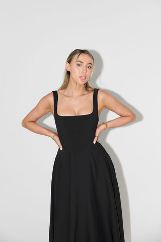 Women's Elegant Sleeveless Midi Dress – Square Neck Lightweight for Summer & Casual Wear