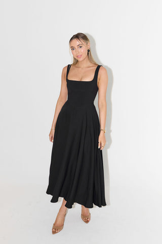 Women's Elegant Sleeveless Midi Dress – Square Neck Lightweight for Summer & Casual Wear