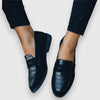 Women's Elegant Black Leather-Look Loafers