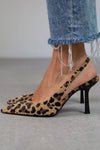 Women's Elegant Leopard Print Pointed Toe Slingback Heels