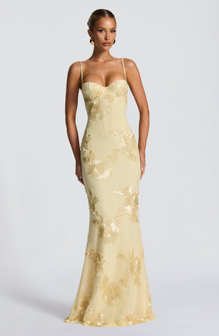 Women's Elegant Floral Maxi Dress – Open Back & Flared Skirt for Evening & Special Occasions