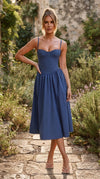 Women's Elegant Bustier Midi Dress Flowing