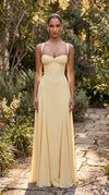 Women's Lemon Yellow Flowing Maxi Dress