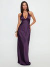 Women's Satin Halter Neck Open Back Maxi Dress
