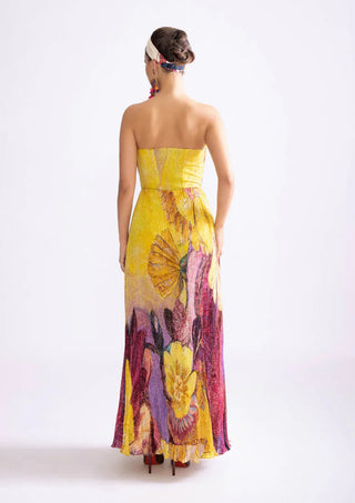 Women's Floral Pleated Maxi Dress – Elegant Summer Dress
