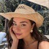 Women's Elegant Woven Straw Cowboy Hat