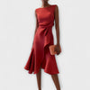 Women's Draped Asymmetric Sleeveless Midi Dress