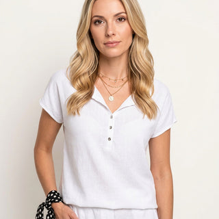Women's Elegant V-Neck Blouse – Short Sleeve Silk Look Fabric for Casual & Evening Wear
