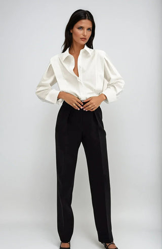Women's Elegant Boxy Blouse – Button-Down Square Cut for Office & Casual Wear