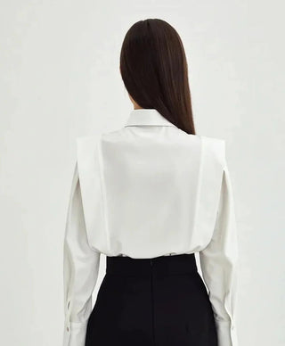 Women's Elegant Boxy Blouse – Button-Down Square Cut for Office & Casual Wear