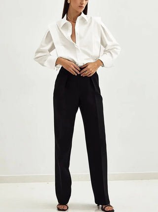Women's Elegant Boxy Blouse – Button-Down Square Cut for Office & Casual Wear