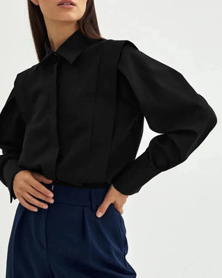 Women's Elegant Boxy Blouse – Button-Down Square Cut for Office & Casual Wear