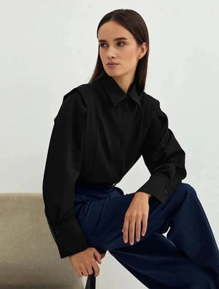 Women's Elegant Boxy Blouse – Button-Down Square Cut for Office & Casual Wear