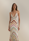 Women's Zigzag Print Open Back Maxi Dress