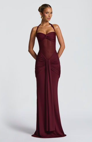 Women's Elegant Maxi Dress – Sweetheart Halter Neck Fit & Flare for Weddings & Evening