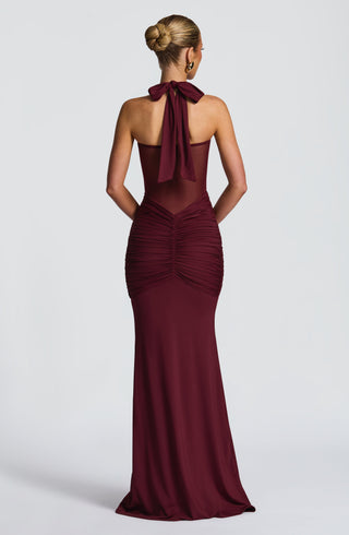 Women's Elegant Maxi Dress – Sweetheart Halter Neck Fit & Flare for Weddings & Evening