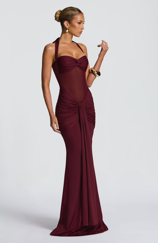 Women's Elegant Maxi Dress – Sweetheart Halter Neck Fit & Flare for Weddings & Evening