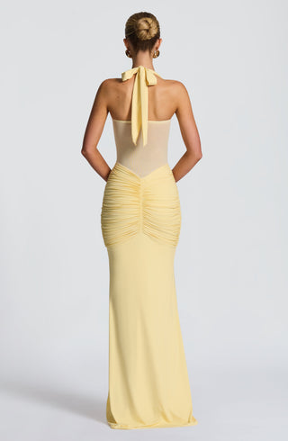Women's Elegant Maxi Dress – Sweetheart Halter Neck Fit & Flare for Weddings & Evening