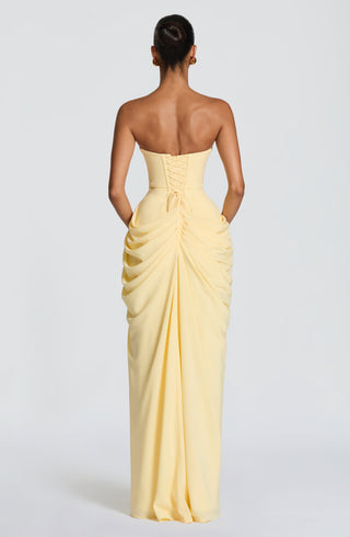 Women's Elegant Chiffon Maxi Dress – Strapless Corset High Slit for Weddings