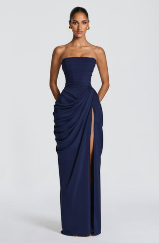 Women's Elegant Chiffon Maxi Dress – Strapless Corset High Slit for Weddings