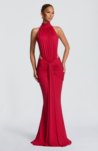 Women's Elegant Lace Midi Dress – High Neck Cutwork Detail for Wedding Guests