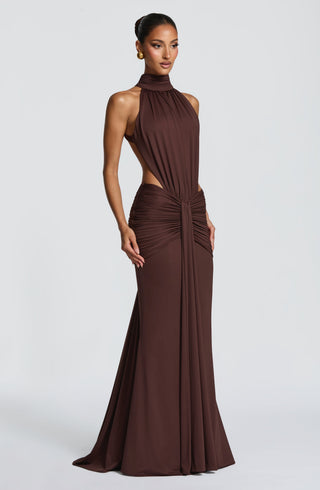 Women's Elegant Lace Midi Dress – High Neck Cutwork Detail for Wedding Guests