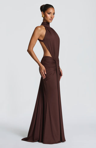 Women's Elegant Lace Midi Dress – High Neck Cutwork Detail for Wedding Guests