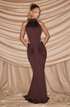 Women's Elegant High Neck Lace Midi Dress – Wedding Guest