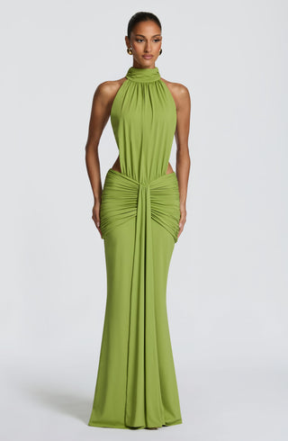 Women's Elegant Lace Midi Dress – High Neck Cutwork Detail for Wedding Guests