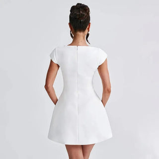 Women's Elegant Fitted Mini Dress – Square Neckline for Cocktail & Semi-Formal Events