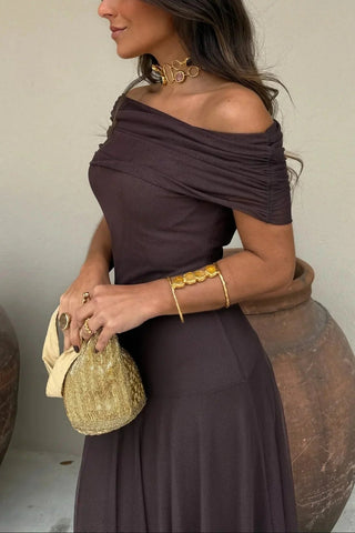 Women's Elegant One Shoulder Pleated Dress – Lightweight for Wedding Guests & Summer EventsWomen's Elegant One Shoulder Pleated Dress – Lightweight for Wedding Guests & Summer Events