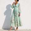 Women's Elegant Floral Bishop Sleeve Maxi Dress