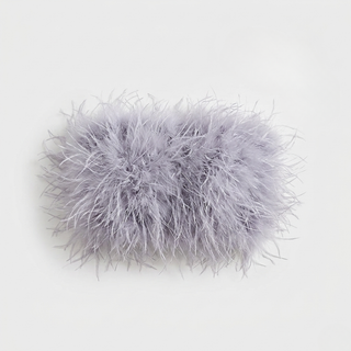Fluffy gray pillow on a white background